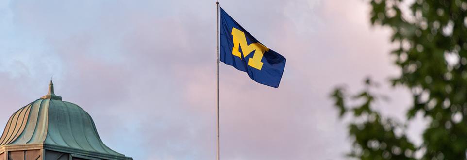 Block M flag on flagpole