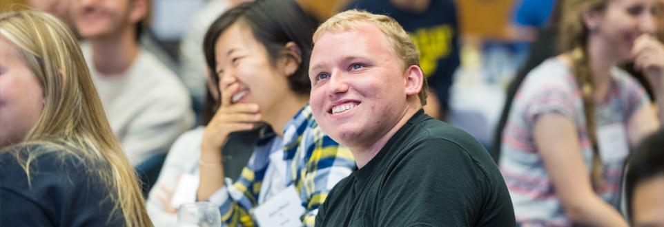 Student laughing at Transfer Connections event